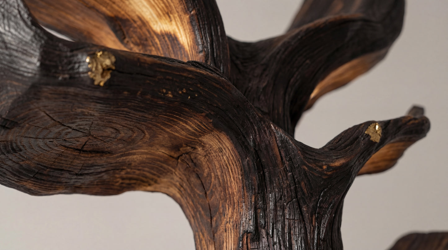 Emberwood Tree Bookshelf – Sculpted Light, Living Form