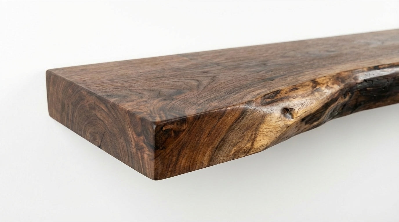 Stillform Live-Edge Floating Shelf — Quiet Weight, Honest Wood