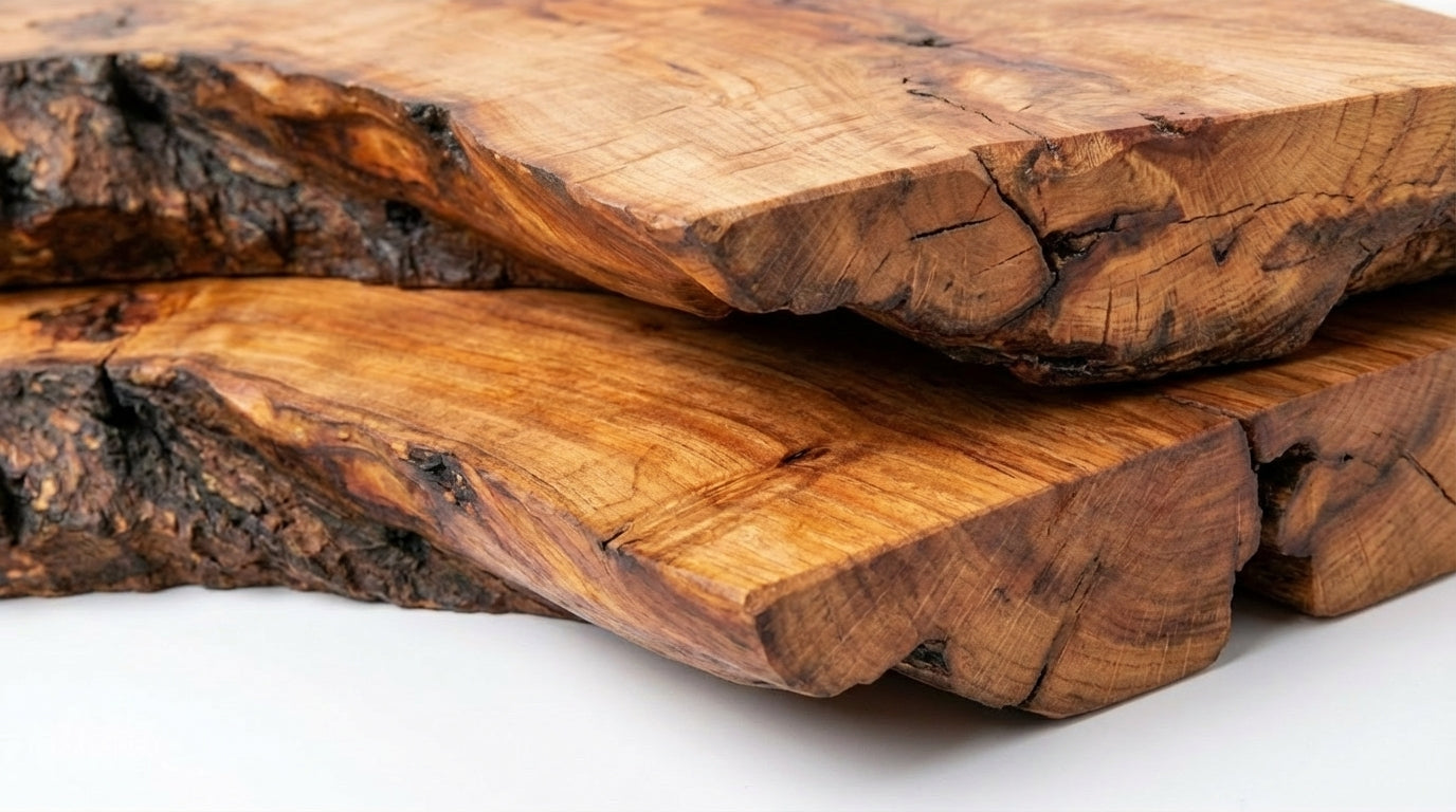 Driftmark Live-Edge Corner Floating Shelf — Nature, Turned Gently