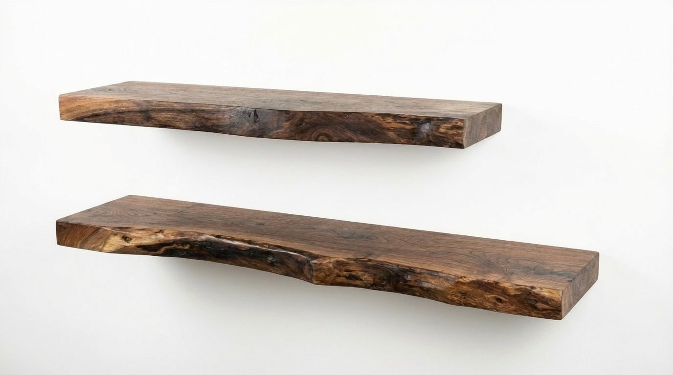 Stillform Live-Edge Floating Shelf — Quiet Weight, Honest Wood