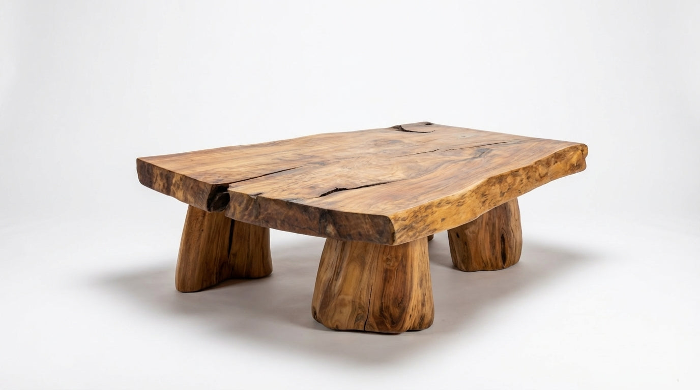 Stonewood Live-Edge Coffee Table – Raw Strength, Timeless Calm
