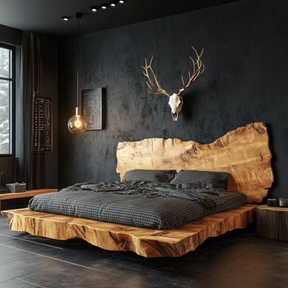 Monolith Live-Edge Bed – Raw Nature, Refined