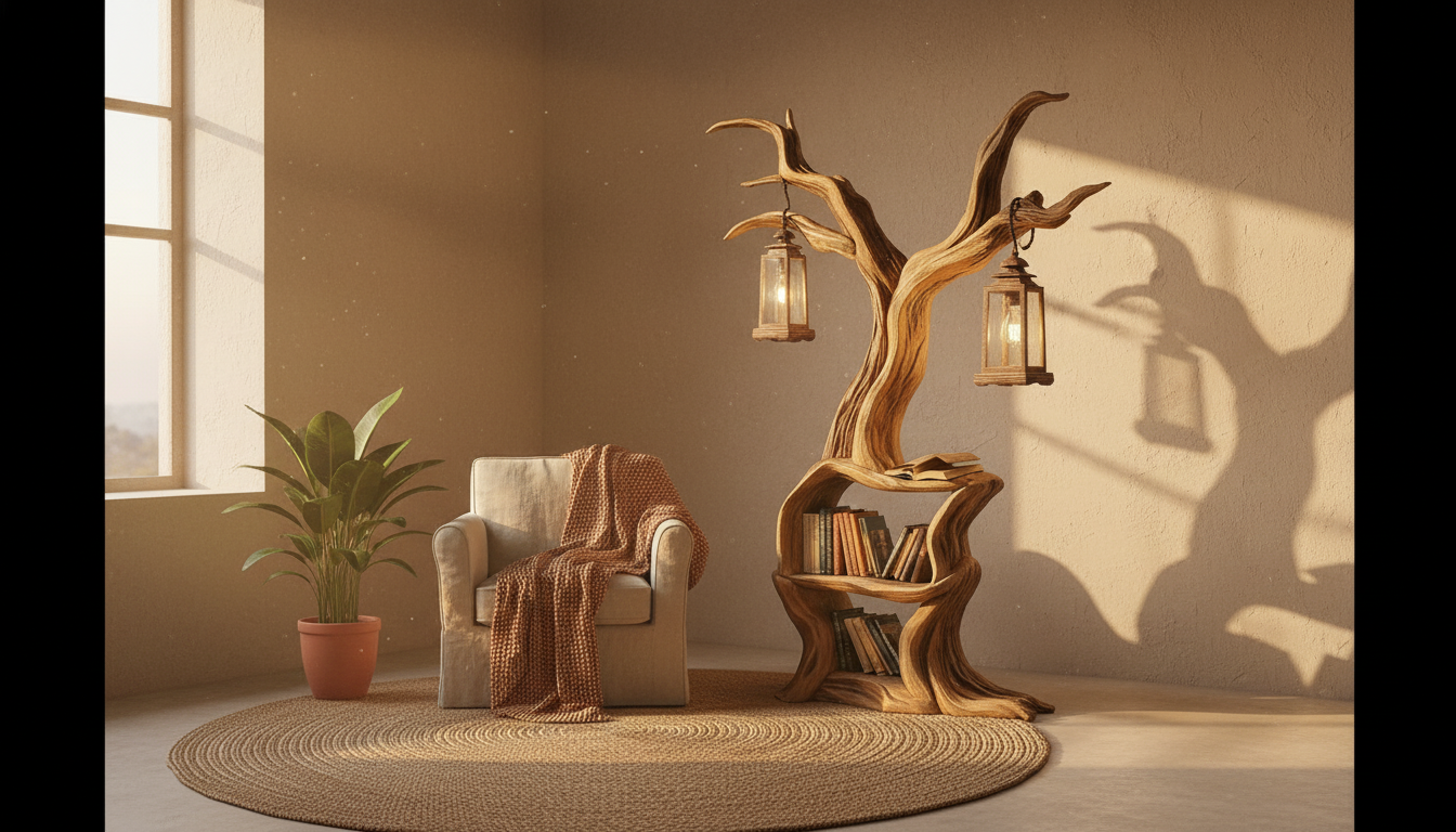 Illuminated Tree Bookshelf – A Living Sculpture of Light & Knowledge