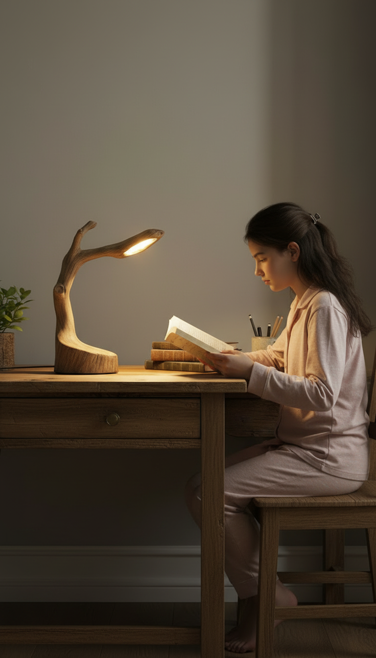 Luminroot Sculptural Wood Table Lamp — Light, Grown from Silence