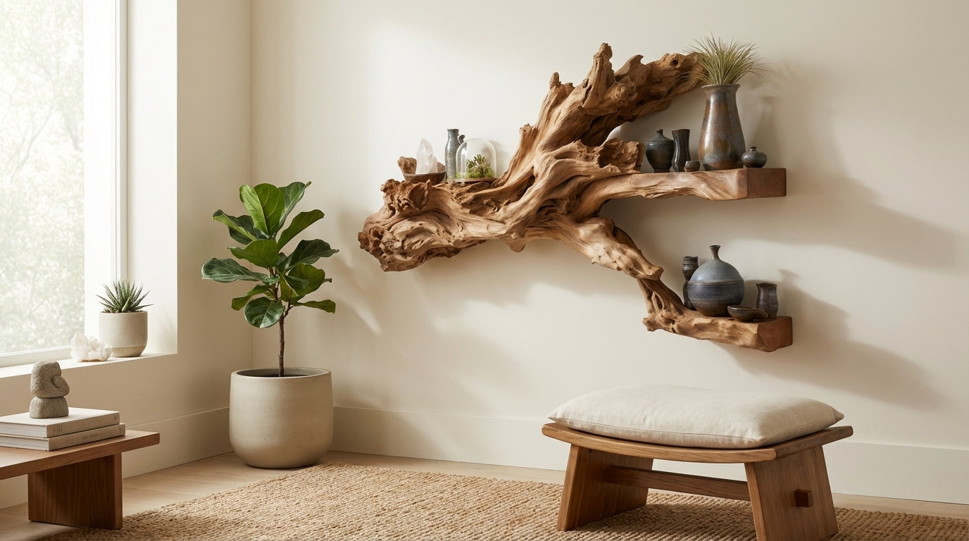 Branchflow Sculptural Wall Shelf — Nature Suspended in Stillness