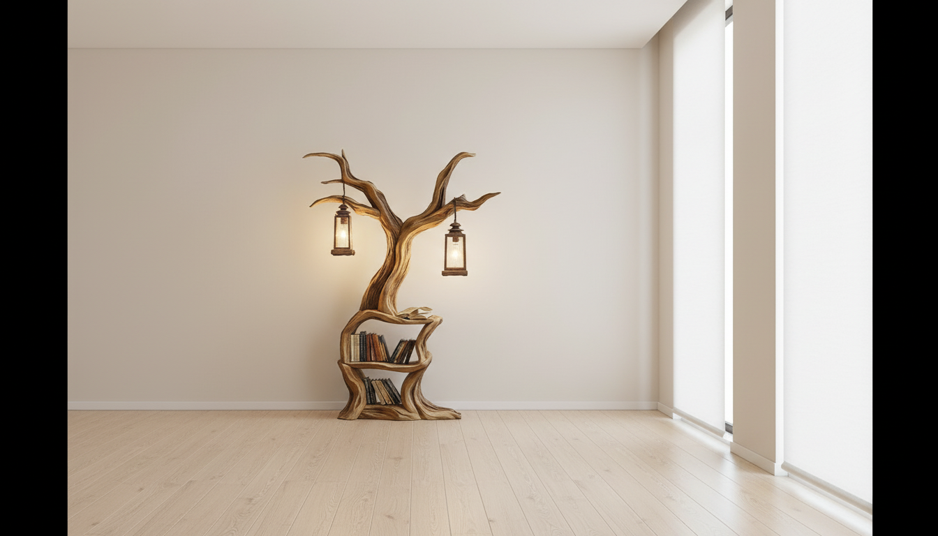Illuminated Tree Bookshelf – A Living Sculpture of Light & Knowledge