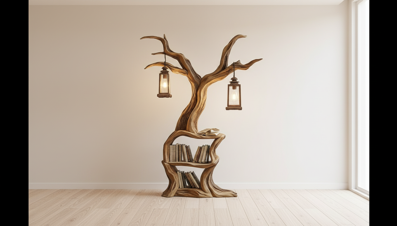 Illuminated Tree Bookshelf – A Living Sculpture of Light & Knowledge