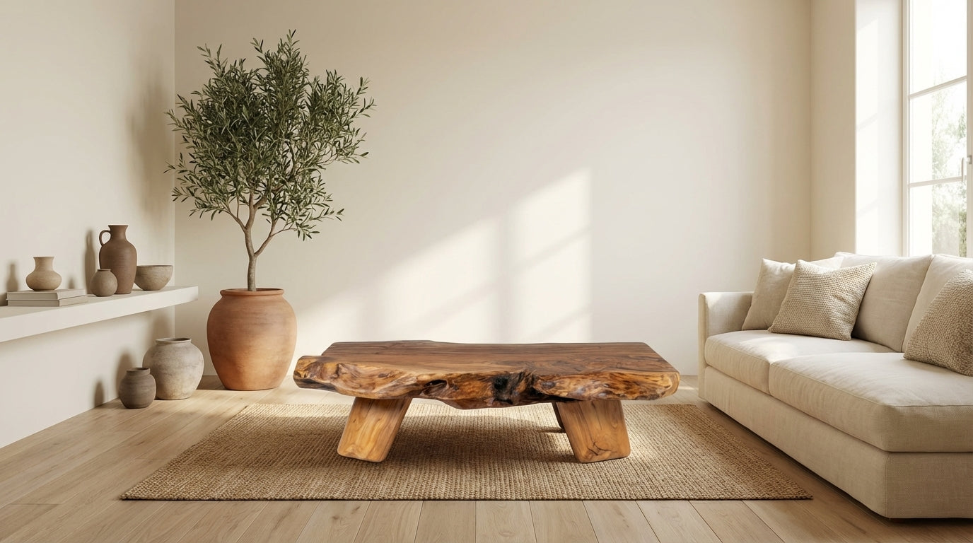 Earthform Live-Edge Coffee Table – Carved by Nature, Grounded by Hand