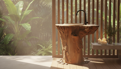 Rootform Solid Wood Pedestal Sink — A Ritual of Grounded Stillness