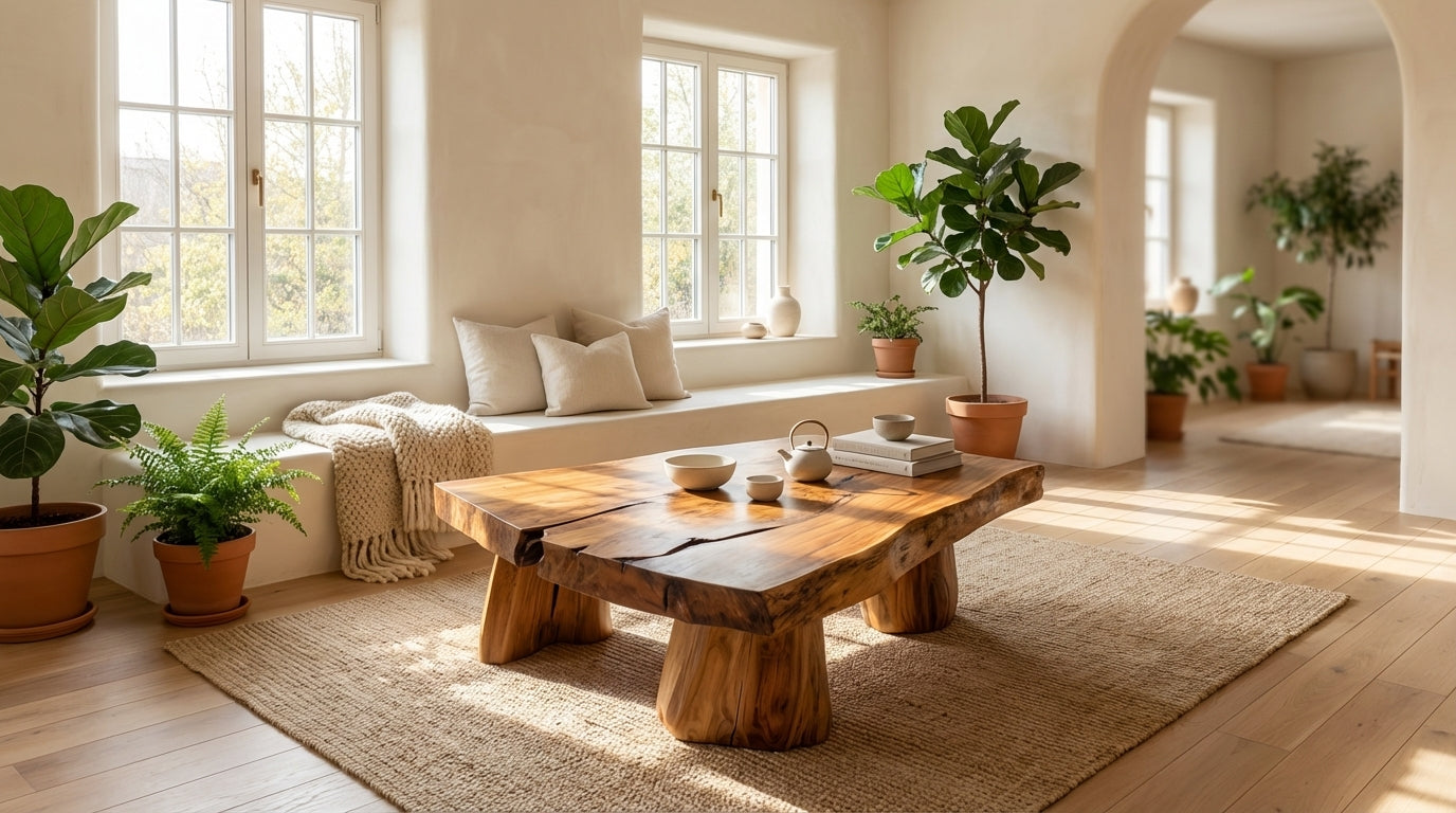 Stonewood Live-Edge Coffee Table – Raw Strength, Timeless Calm