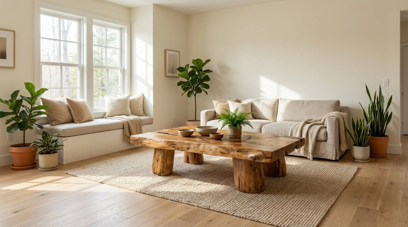 Stonewood Live-Edge Coffee Table – Raw Strength, Timeless Calm