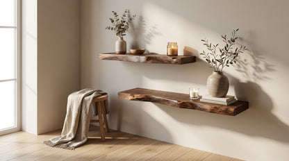 Stillform Live-Edge Floating Shelf — Quiet Weight, Honest Wood
