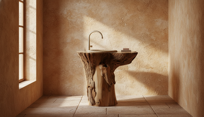 Rootform Solid Wood Pedestal Sink — A Ritual of Grounded Stillness