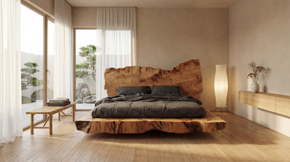 Monolith Live-Edge Bed – Raw Nature, Refined