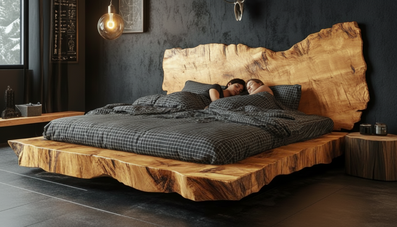 Monolith Live-Edge Bed – Raw Nature, Refined