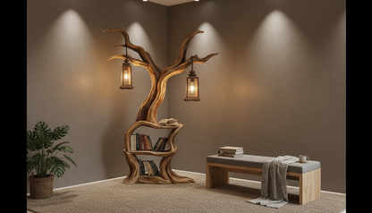 Illuminated Tree Bookshelf – A Living Sculpture of Light & Knowledge