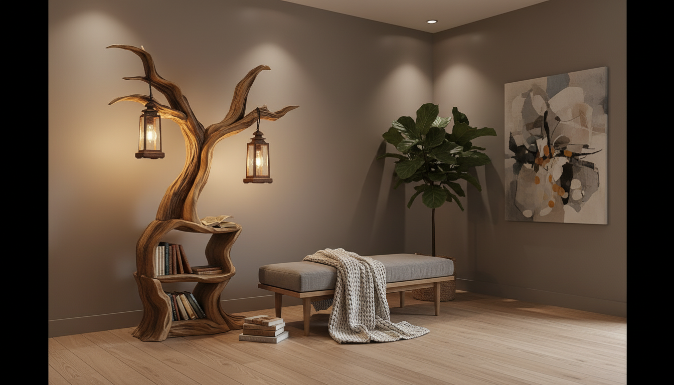 Illuminated Tree Bookshelf – A Living Sculpture of Light & Knowledge