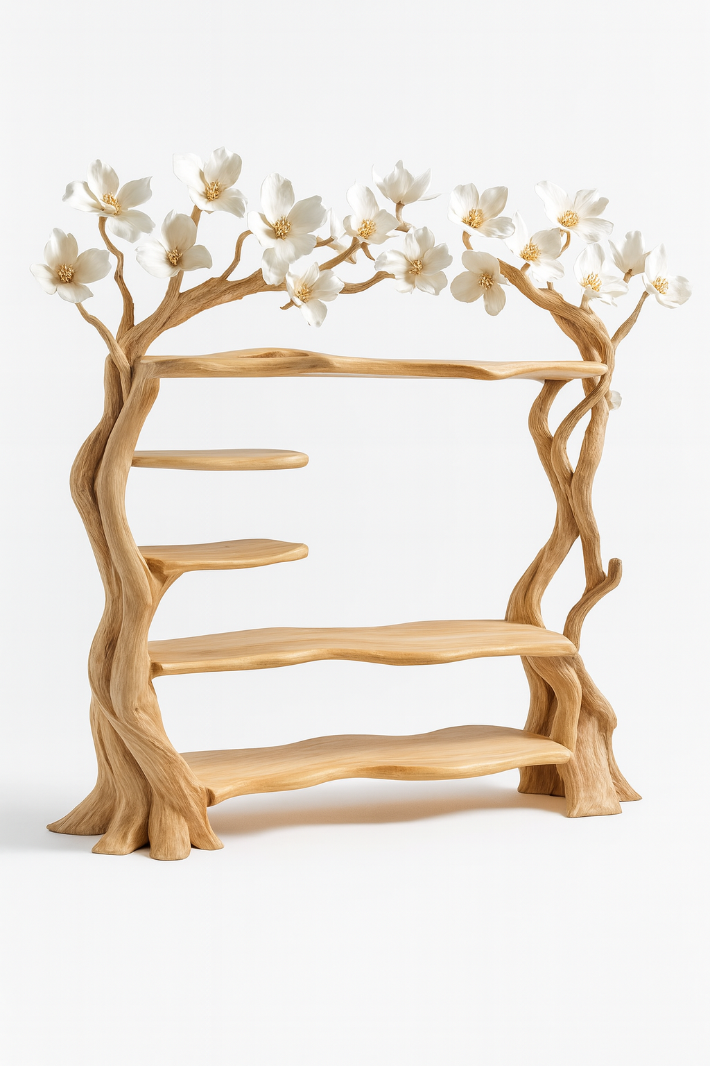 Blooming Tree Wardrobe – Nature-Inspired Wooden Open Closet