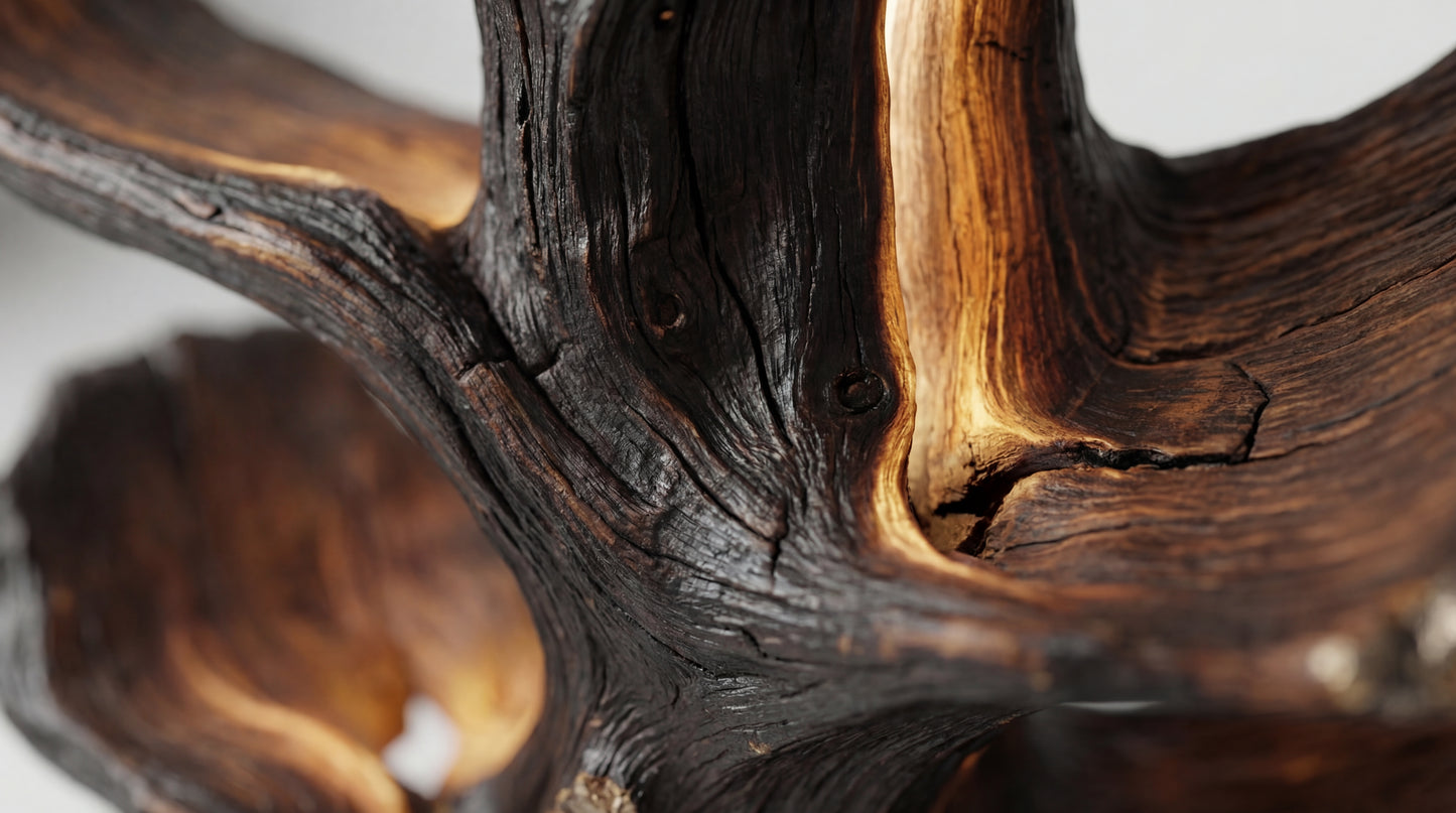Emberwood Tree Bookshelf – Sculpted Light, Living Form