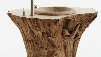 Rootform Solid Wood Pedestal Sink — A Ritual of Grounded Stillness