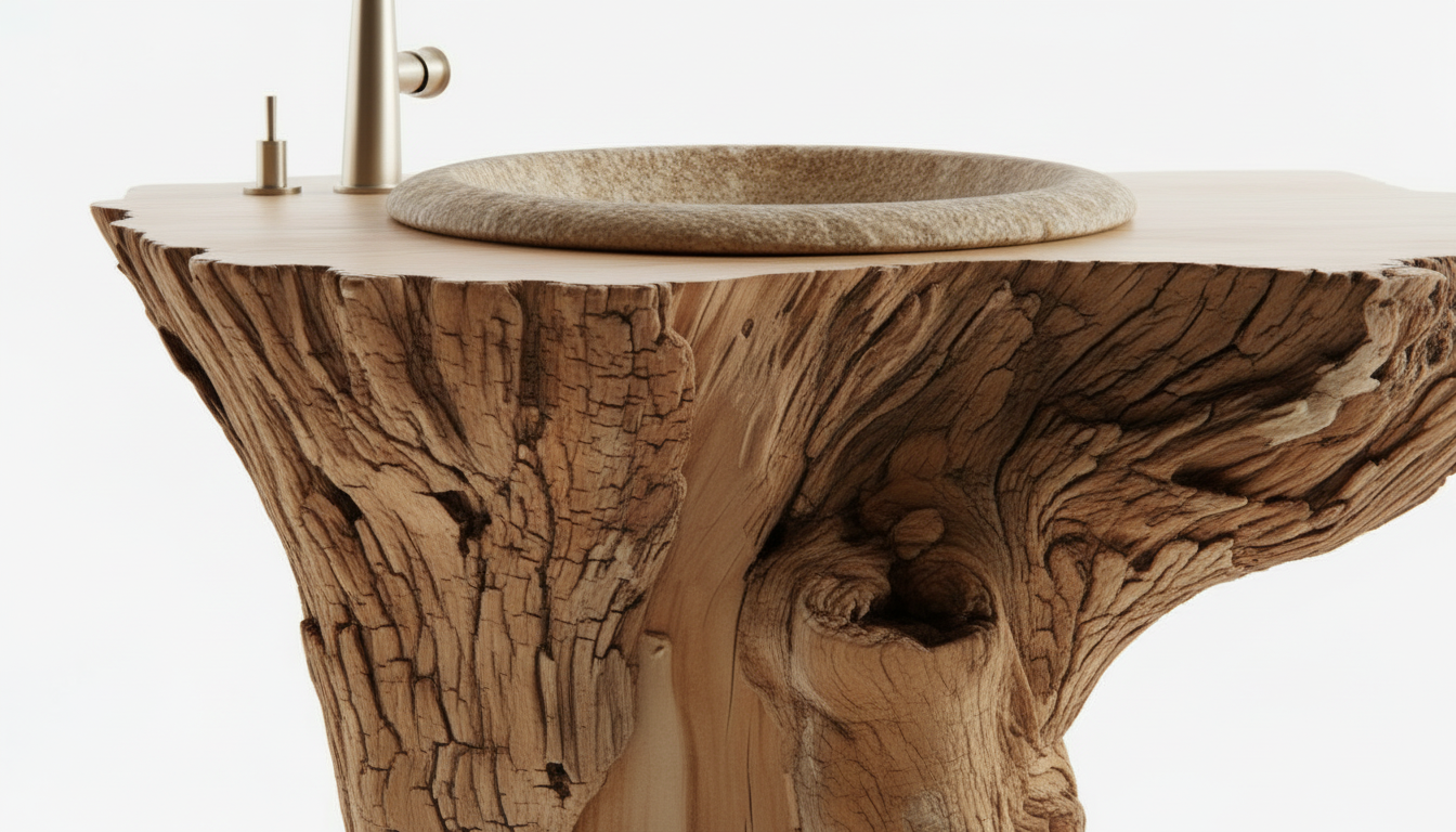 Rootform Solid Wood Pedestal Sink — A Ritual of Grounded Stillness