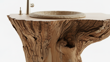 Rootform Solid Wood Pedestal Sink — A Ritual of Grounded Stillness