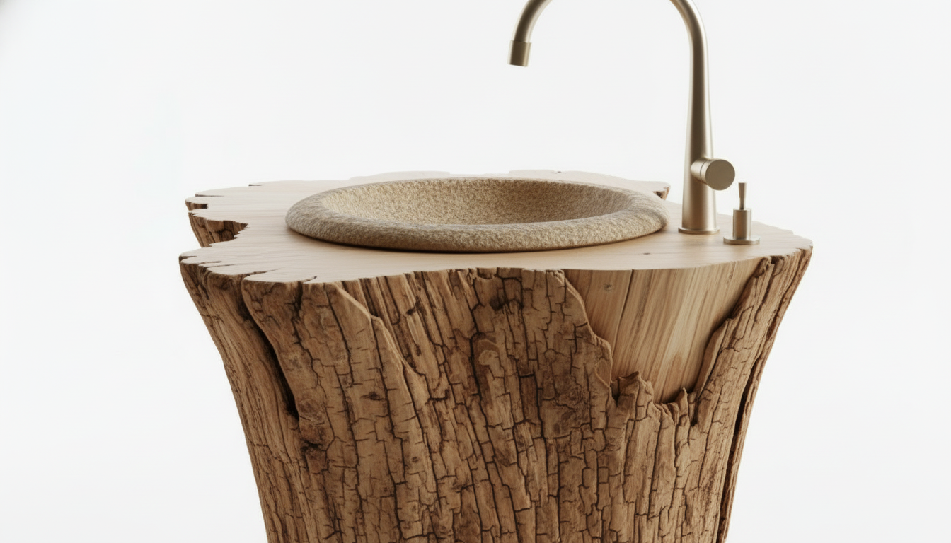 Rootform Solid Wood Pedestal Sink — A Ritual of Grounded Stillness