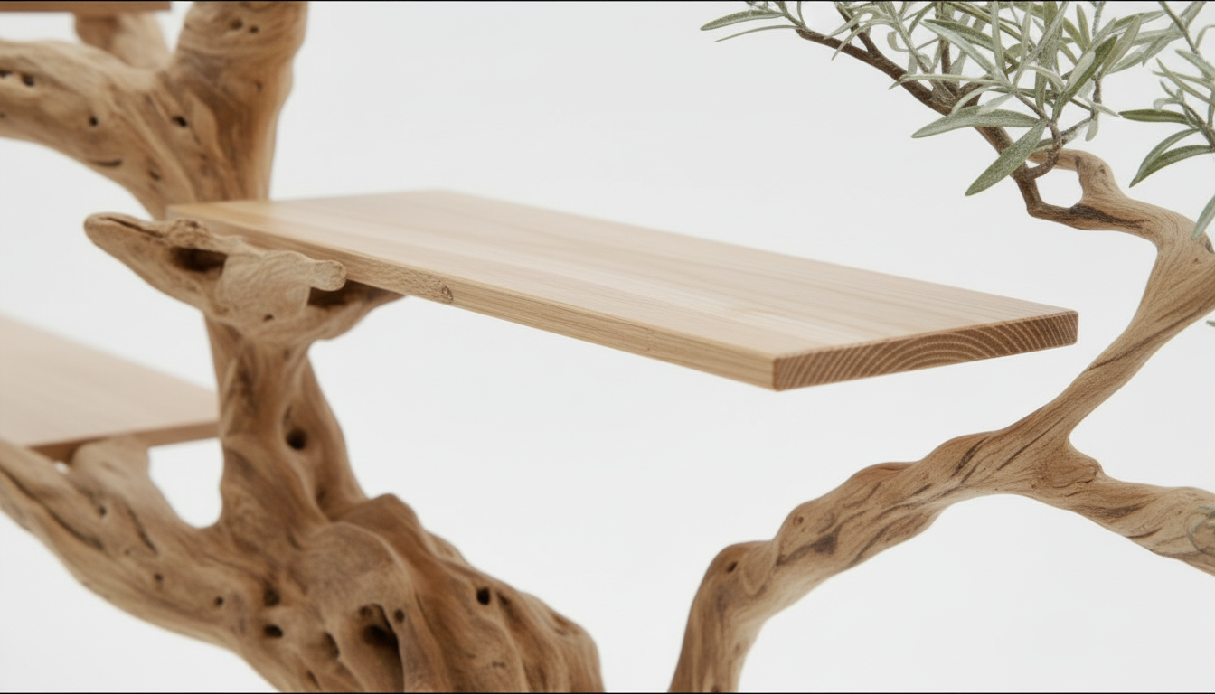 Arborline Solid Wood Wall Bookshelf — A Living Form on the Wall