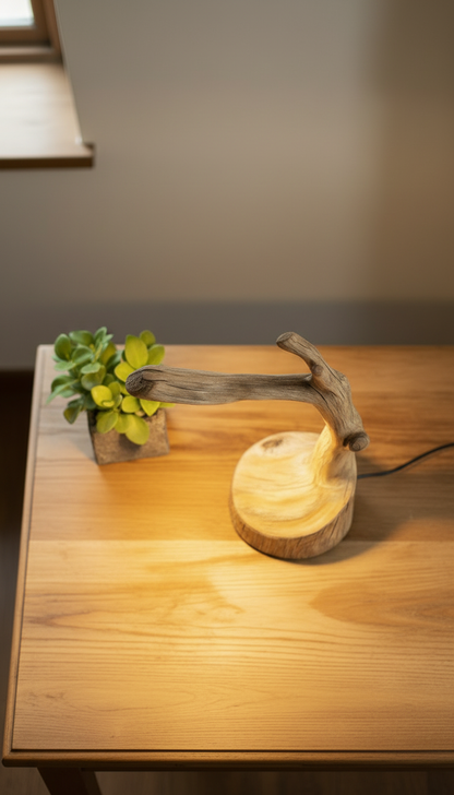 Luminroot Sculptural Wood Table Lamp — Light, Grown from Silence