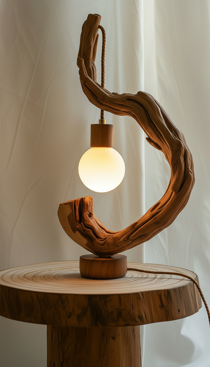 Arcroot Sculptural Wood Lamp — A Curve That Holds Light