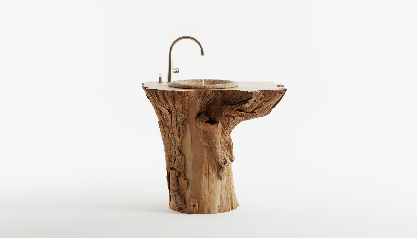 Rootform Solid Wood Pedestal Sink — A Ritual of Grounded Stillness