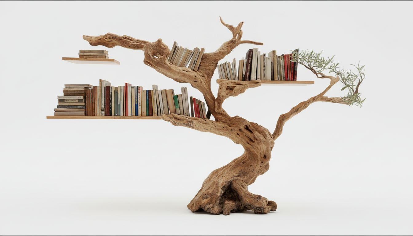 Arborline Solid Wood Wall Bookshelf — A Living Form on the Wall