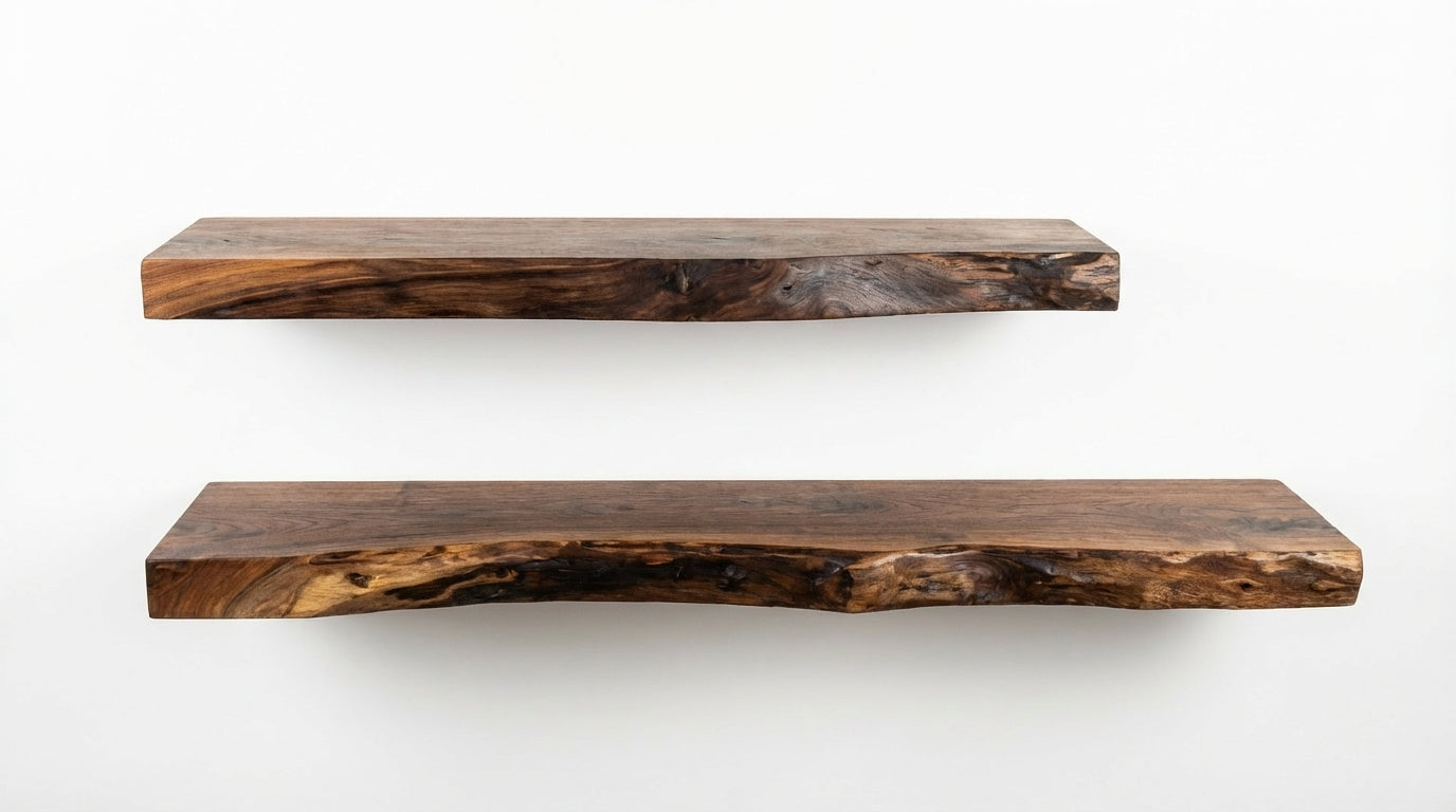 Stillform Live-Edge Floating Shelf — Quiet Weight, Honest Wood