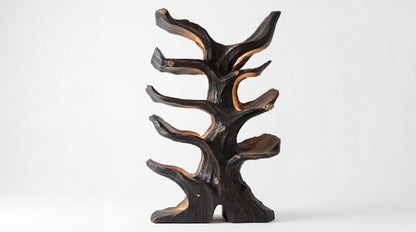 Emberwood Tree Bookshelf – Sculpted Light, Living Form