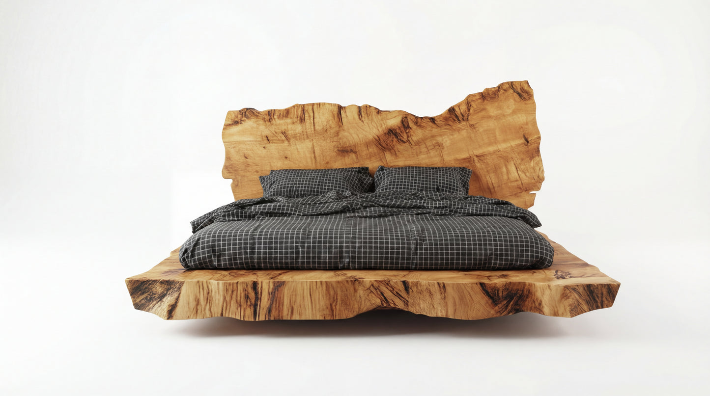 Monolith Live-Edge Bed – Raw Nature, Refined