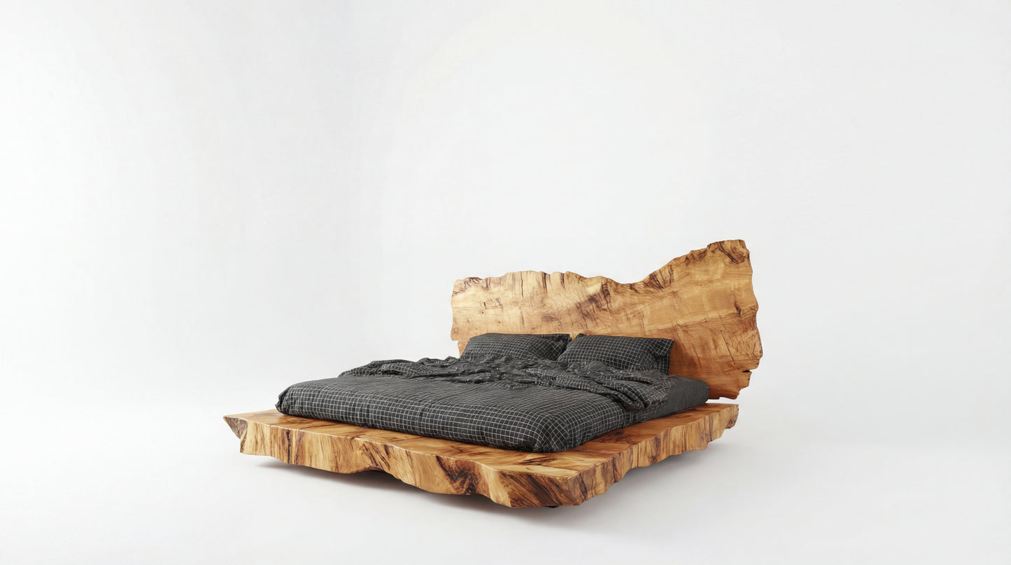 Monolith Live-Edge Bed – Raw Nature, Refined