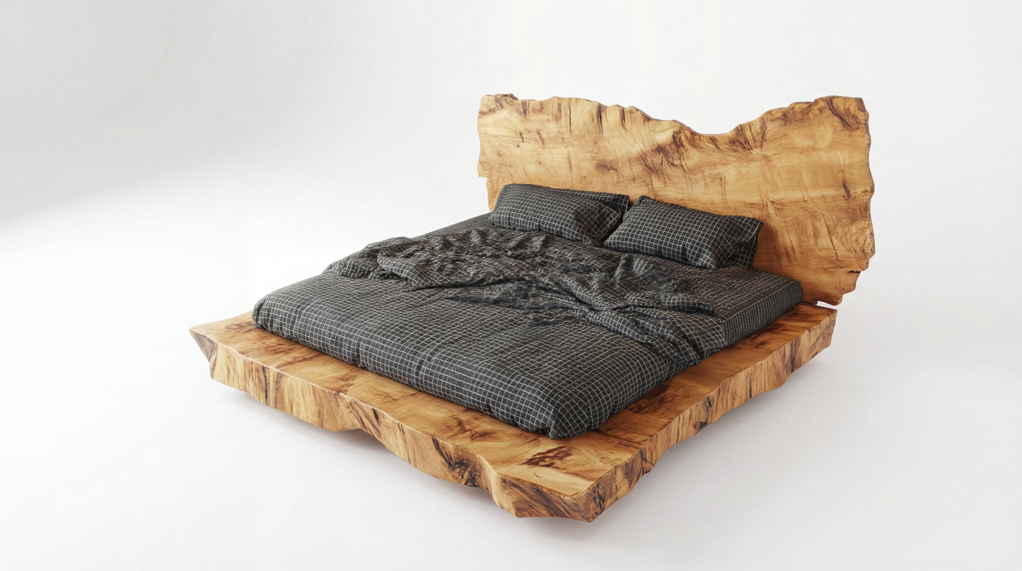 Monolith Live-Edge Bed – Raw Nature, Refined