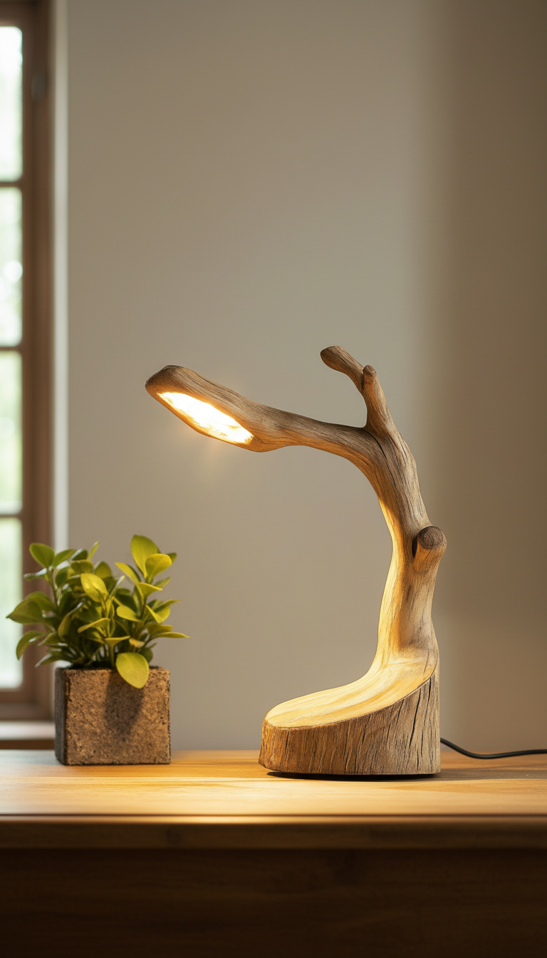 Luminroot Sculptural Wood Table Lamp — Light, Grown from Silence