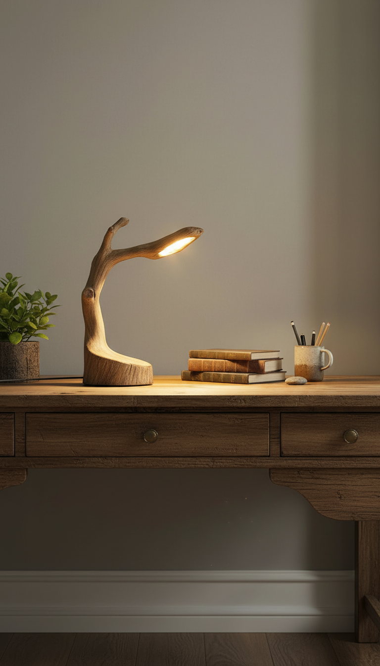 Luminroot Sculptural Wood Table Lamp — Light, Grown from Silence