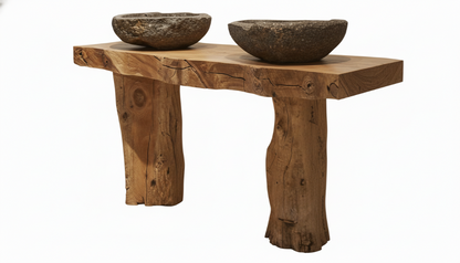 Stoneveil Solid Wood Double Vanity — A Ritual of Earth and Water