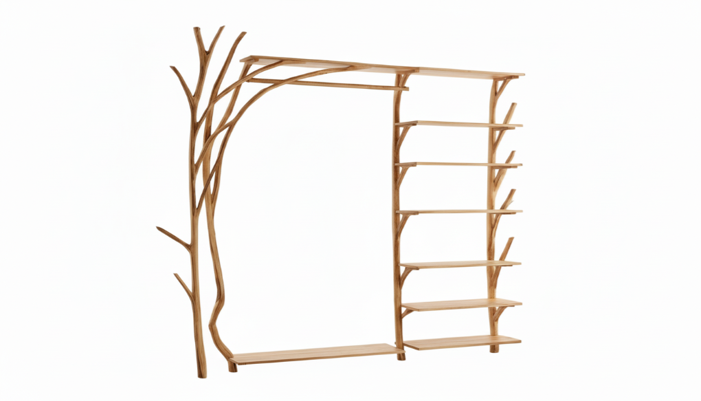 Forestline Open Wood Wardrobe — Sculpted Storage Inspired by Trees