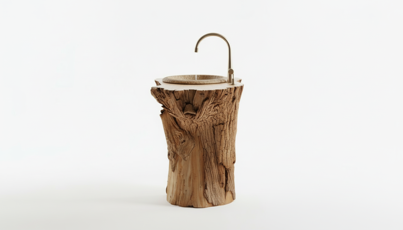 Rootform Solid Wood Pedestal Sink — A Ritual of Grounded Stillness