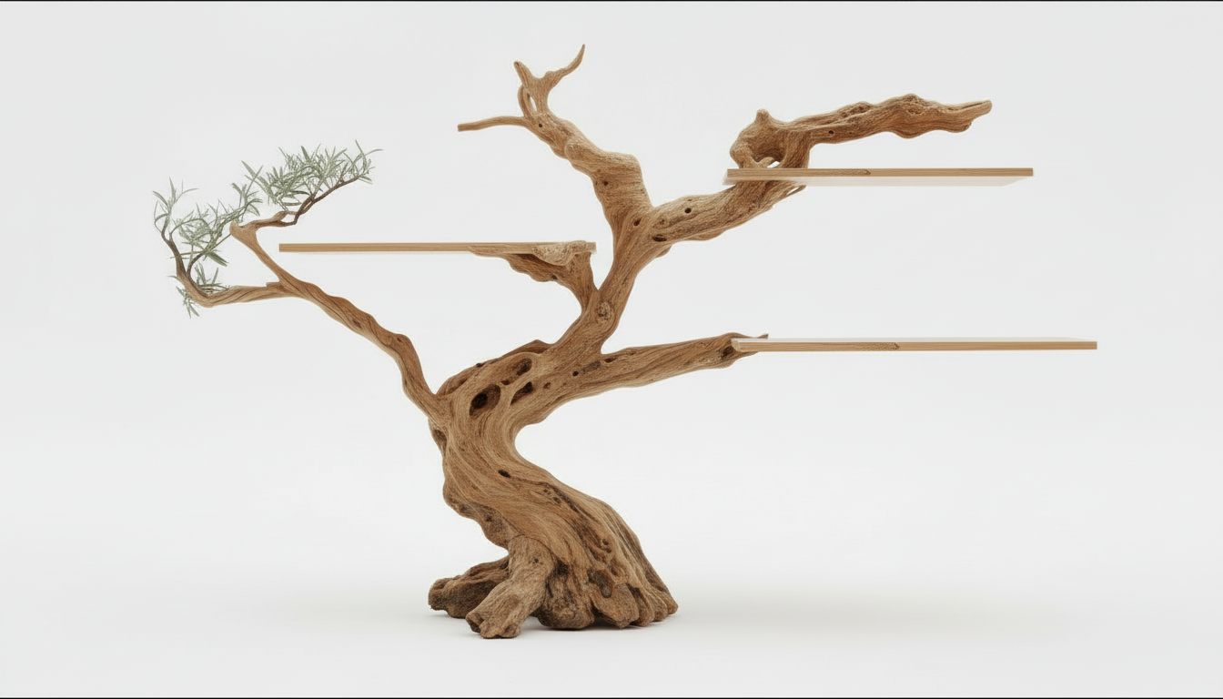 Arborline Solid Wood Wall Bookshelf — A Living Form on the Wall