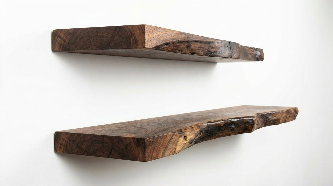 Stillform Live-Edge Floating Shelf — Quiet Weight, Honest Wood