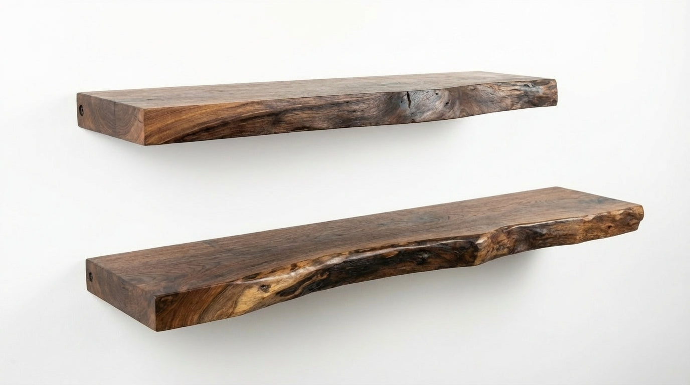Stillform Live-Edge Floating Shelf — Quiet Weight, Honest Wood