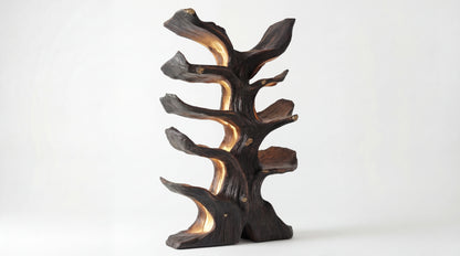 Emberwood Tree Bookshelf – Sculpted Light, Living Form