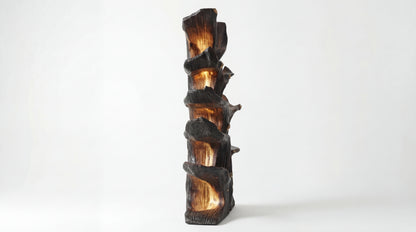 Emberwood Tree Bookshelf – Sculpted Light, Living Form