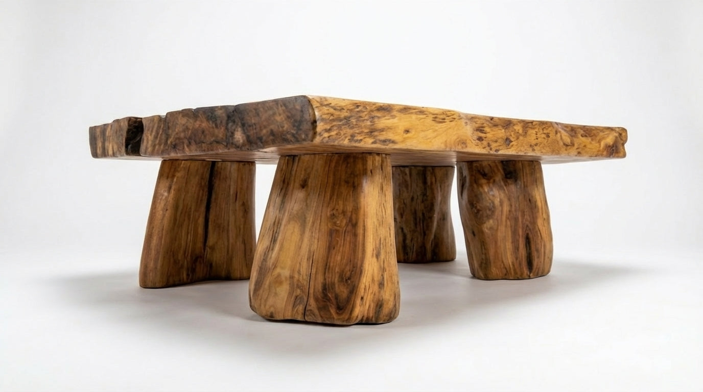 Stonewood Live-Edge Coffee Table – Raw Strength, Timeless Calm