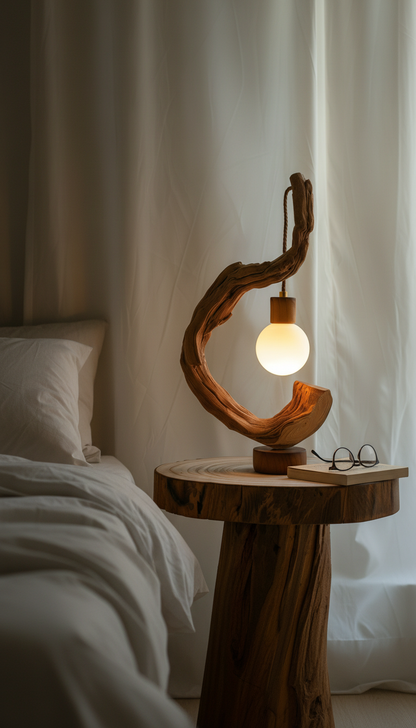 Arcroot Sculptural Wood Lamp — A Curve That Holds Light