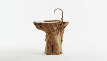 Rootform Solid Wood Pedestal Sink — A Ritual of Grounded Stillness